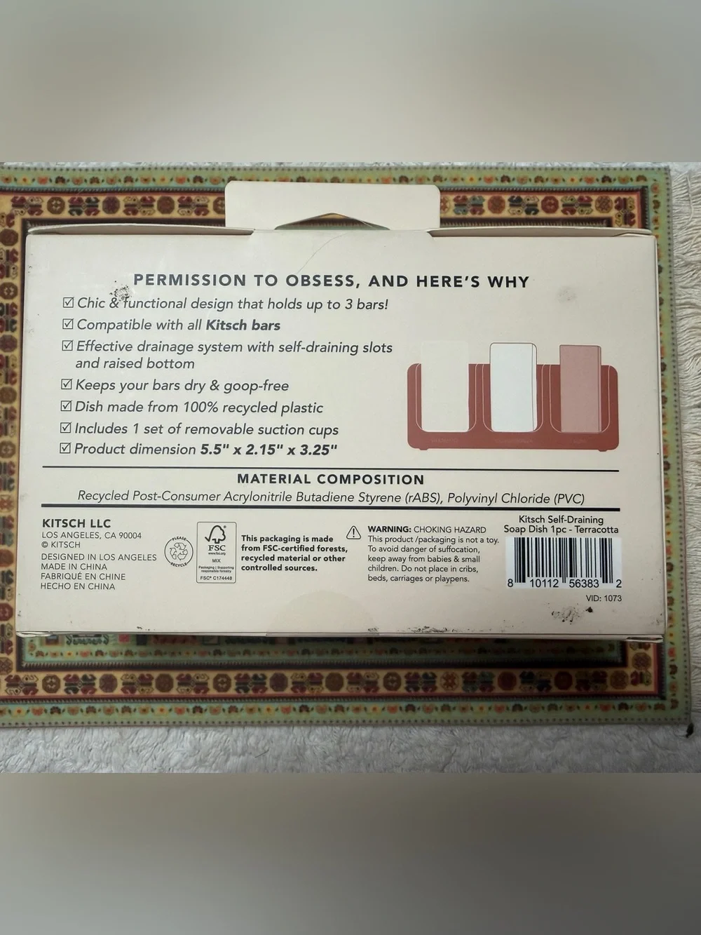 NWT Kitsch Terracotta Self-Draining Soap Dish
